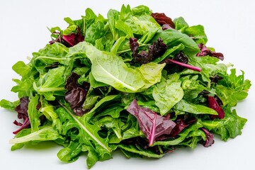 Close-up of a pile of mixed green salad leaves