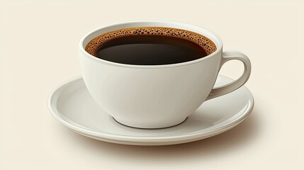 Obraz premium A white cup filled with dark coffee sits on a saucer