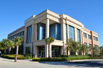 Obraz premium Modern corporate building on a sunny day.