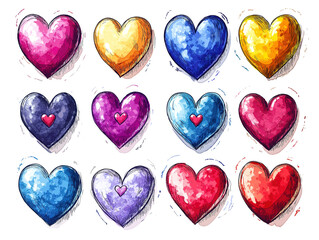 Fototapeta premium Romantic hand-drawn hearts collection for creative projects