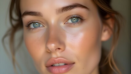 Obraz premium Natural No-Makeup Look – Fresh & Radiant Beauty Portrait