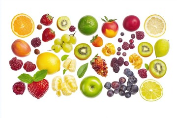 Naklejka premium Various fruits and vegetables in a beautiful studio shot.