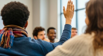 A group of people are sitting in a classroom