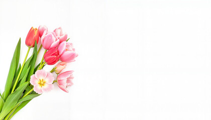 Fototapeta premium Elegant bouquet of tulips in watercolor, celebrating International Women's Day 