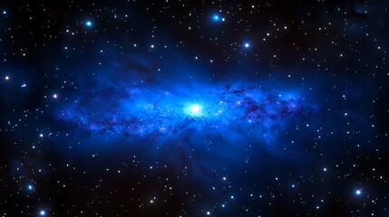 Celestial Nebula in Deep Space - Stunning image of a vibrant blue nebula glowing brightly amidst a field of distant stars in the vast expanse of space.