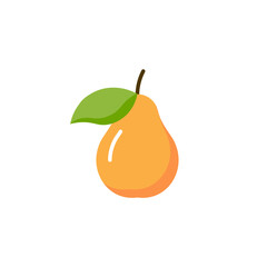 Pear vector illustration icon isolated, pear logo fruit symbol web shape icon.