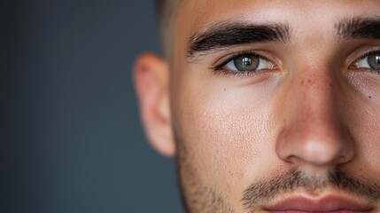 Obraz premium A man with a beard and a green eye