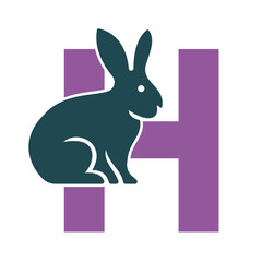 Initial Rabbit Logo Combine With Letter H Vector Template