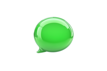 Isolated green speech bubble chat  onversation icon on a transparent background.