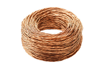 Double Cotton Covered Copper Wire Isolated on Transparent Background PNG.