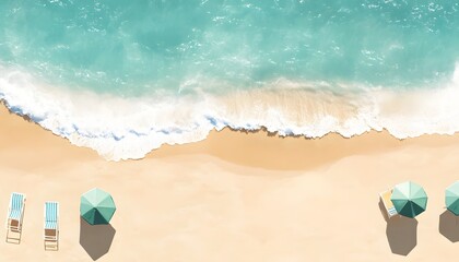 Summer banner background. Beach chair and umbrella beach. Vacation time