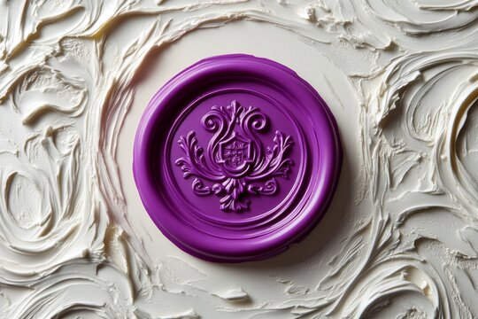 Intricate Purple Seal on Textured White Background A Study in Contrast and Elegance