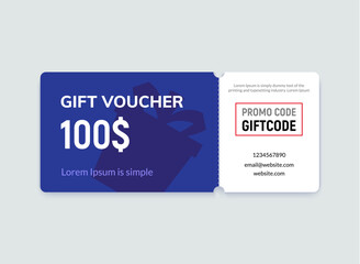 Gift Voucher Template Promo Code Discounts Offer design. Gift card coupon reward certificate.
