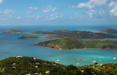 Fototapeta premium Exposure done in Paradise Point Lookout, St Thomas, considered the best view in the Caribbean including the St. Thomas harbor, and in a clear day it is possible to see St. Croix and Puerto Rico, USVI