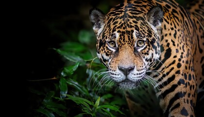 Vigilant Jaguar in the Heart of Tropical Rainforest A Glimpse into the Majesty of Wildlife amidst a Lush, Dense Canopy