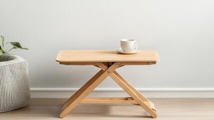 Compact foldable bistro coffee table, small cafe space, modern efficient design