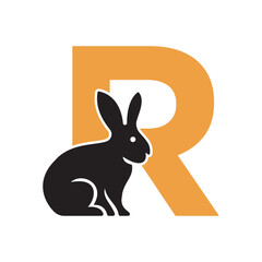 Initial Rabbit Logo Combine With Letter R Vector Template