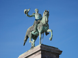 The equestrian statue of Grand Duke William II on Williams Square (Place Guillaume II) during a...
