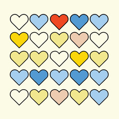 Colorful Heart Collection with Black Outlines