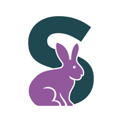 Initial Rabbit Logo Combine With Letter S Vector Template