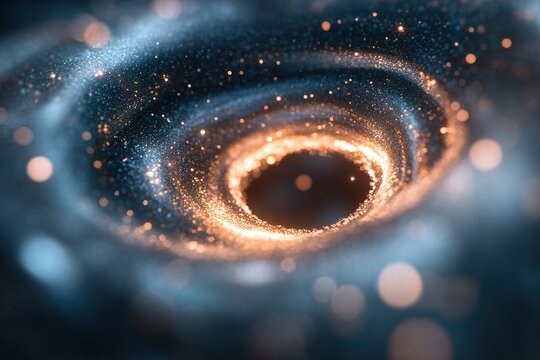 A swirling wormhole adorned in deep blues and fiery oranges creates an exhilarating sense of motion and adventure. An ideal central area invites creative text for captivating titles