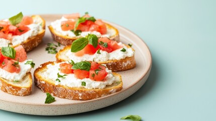Delicious tomato basil crostini recipe kitchen food photography modern close-up culinary delight