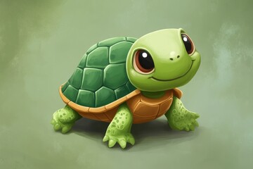 Fototapeta premium Charming Cartoon Turtle. Adorable Aquatic Animal Art for Children with Cheerful Design