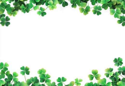 Saint Patricks day background with sprayed green clover leaves or shamrocks 
 - Powered by Adobe