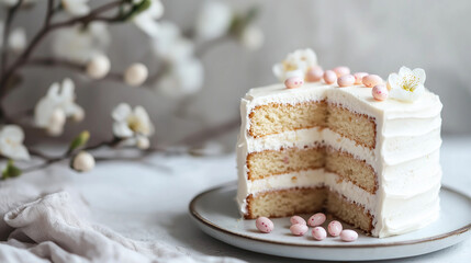 Vanilla Bean Cake with Buttercream and Jelly Bean Decoration