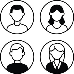 User profile Icons set males and females vector illustration, user avatar set. people avatar profile icons