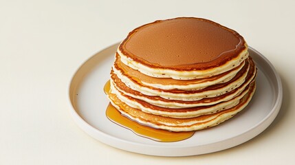 Delicious stack of pancakes with maple syrup kitchen table food photography bright lighting casual dining breakfast delight