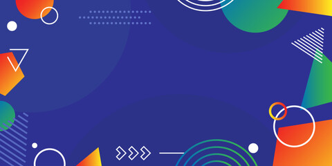 Abstract green orange gradient geometric with blue background