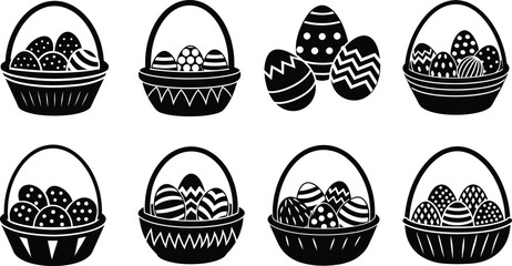 Easter Eggs and Basket vector illustration