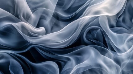 Fototapeta premium Ethereal white and gray flowing silk fabric illusion for elegant design themes and luxury abstract background