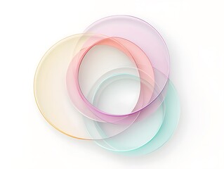 Minimalist logo with overlapping transparent circles in soft pastel tones on white background