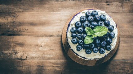 A Delectable Blueberry Cake with a Whipped Cream Topping