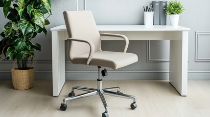 Modern Office Chair in Bright Workspace with Minimalist Desk