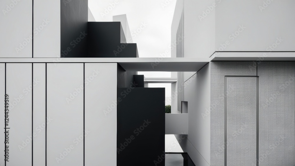 Poster minimalist interior with monochromatic color scheme