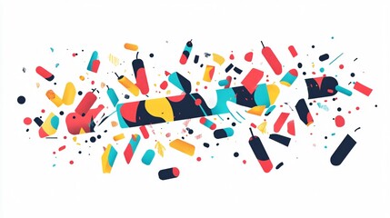 Party Popper Flat Vector Design Isolated on a White Background