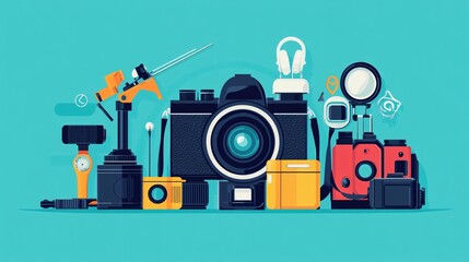 Professional Photography and Design Concept: A Flat Vector Illustration