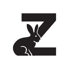 Initial Rabbit Logo Combine With Letter Z Vector Template
