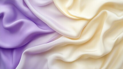 Obraz premium Elegant Draped Pastel Fabrics: Lavender and Cream Silk Texture