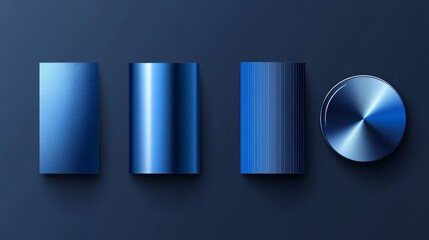 Metallic gradient designs in blue for text, banners, or infographics. A clean vector set