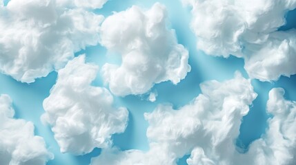 Naklejka premium Cloud cluster in a serene sky for weather and nature background concept with soft white fluffy texture in blue tranquil atmosphere