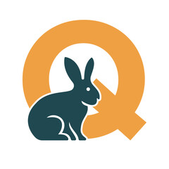 Initial Rabbit Logo Combine With Letter Q Vector Template