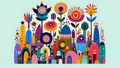Fototapeta premium Jardines Encantados: Criaturas y Flores Mágicas