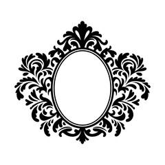Intricate Ornate Frame Vector - Vintage Victorian Border, Decorative Oval, Floral Filigree, Classic Elegant Design