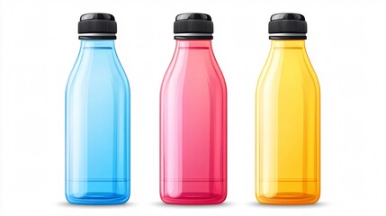 Sport Sipper Bottles for Water, Juice, or Protein Shakes Isolated on White Background