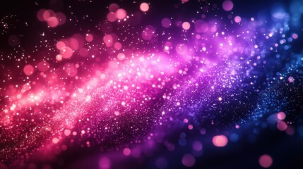 A vibrant abstract background with swirling colors and sparkling particles.