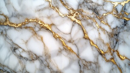 Fototapeta premium Luxurious white marble with intricate gold vein patterns for modern and elegant interior design, decor inspiration, or abstract art element